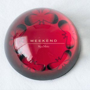 Glass Dome WEEKEND MaxMara Paperweight Red Butterflies